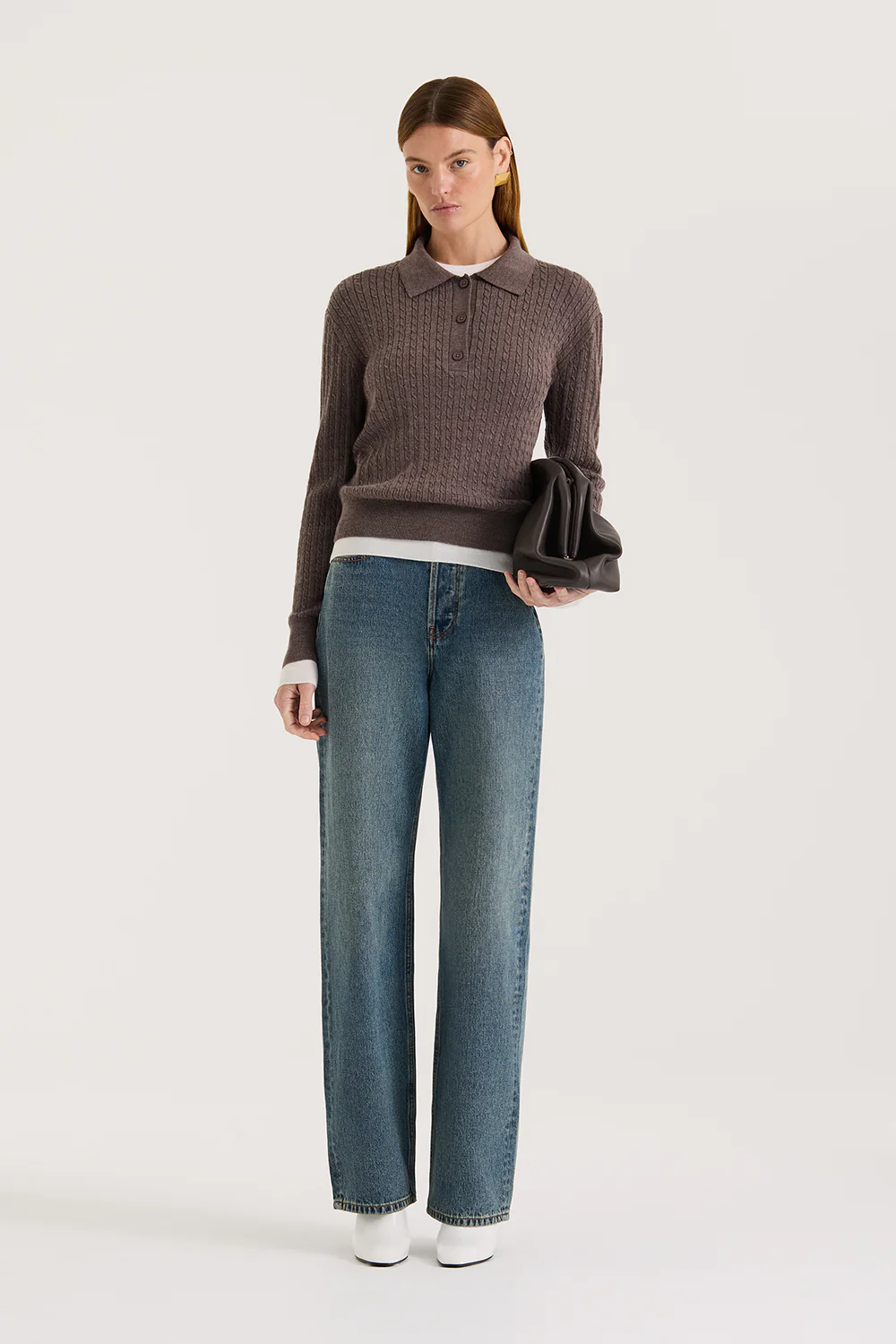 Eleni Cable Knit Polo